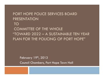 PSB 10 Year Plan - Port Hope