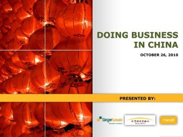 DOING BUSINESS IN CHINA - Manatt, Phelps & Phillips, LLP