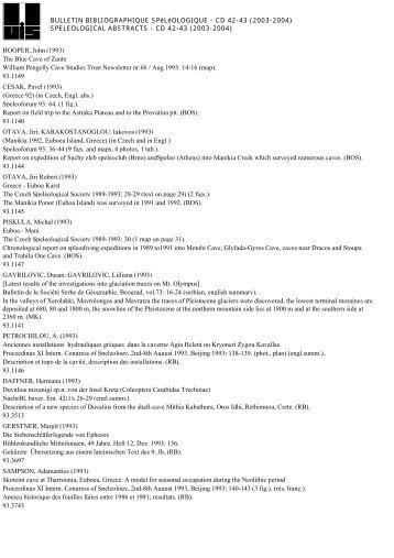 SPELEOLOGICAL ABSTRACTS - CD 42-43 (2003-2004)