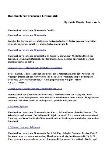 Handbuch zur deutschen Grammatik pdf ebooks free download by ...