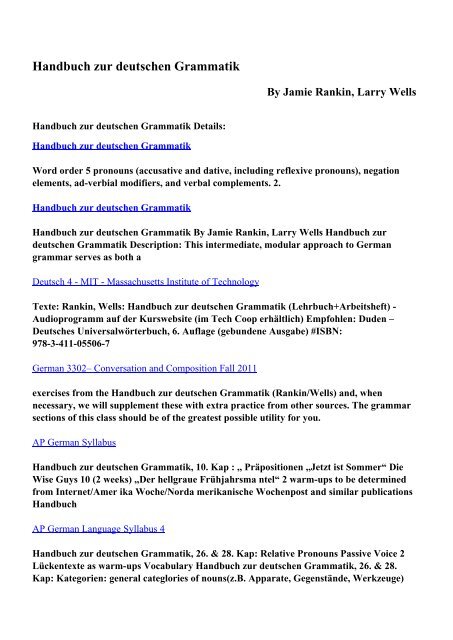 Handbuch zur deutschen Grammatik pdf ebooks free download by ...