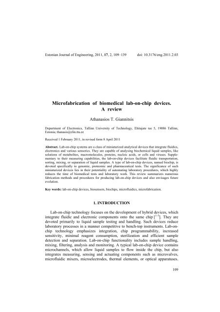 Microfabrication of biomedical lab-on-chip devices. A review