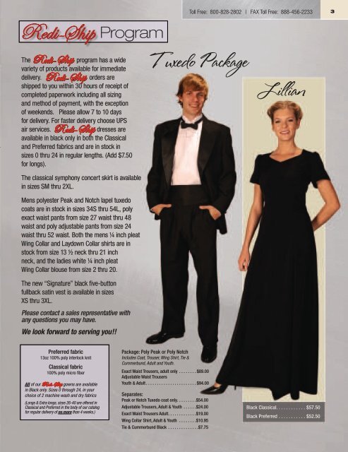 Concert Attire - Tuxedo Wholesaler