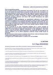 Lettera di presentazione del Magnifico Rettore - Università degli ...