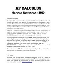 AP Calculus Summer Assignment, 2013-14 (pdf) - Cresskill Public ...