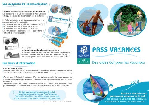 La plaquette partenaires des aides aux vacances - Caf.fr