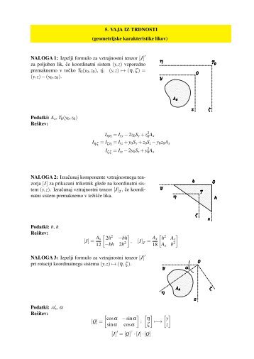 5. VAJA IZ TRDNOSTI (geometrijske karakteristike likov) NALOGA 1 ...