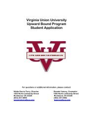Virginia Union University Upward Bound Program Student Application