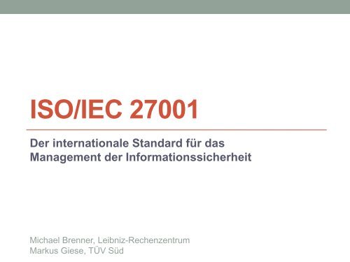 ISO/IEC 27001 - Der internationale Standard für das ... - MNM Team