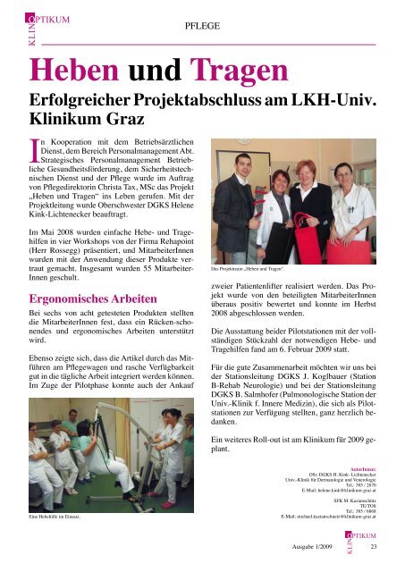 Klinoptikum 01/2009 - LKH-Univ. Klinikum Graz