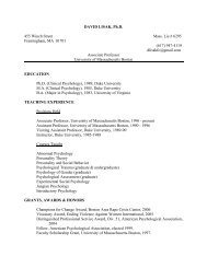 CV of Dr. David Lisak - Terry Williams Clemency