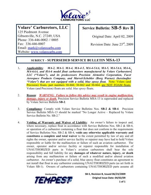 Marvel Schebler Carburetor Application Chart