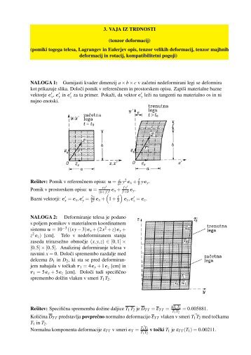 3. VAJA IZ TRDNOSTI (tenzor deformacij) (pomiki togega telesa ...