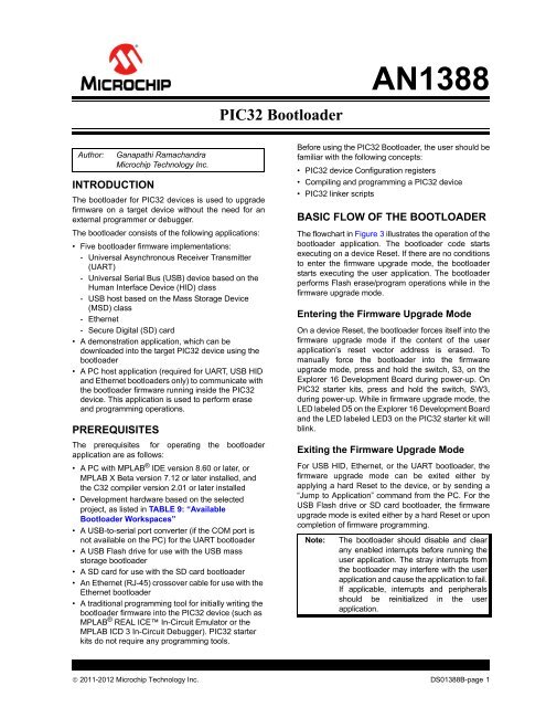 AN1388 â PIC32 Bootloader - Microchip