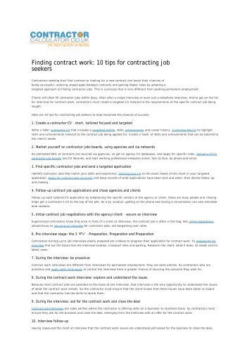 Finding contract work: 10 tips for contracting job seekers - Contractor ...
