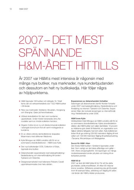 Topp 98Â· Ãrsredovisning 2007 - About H&M