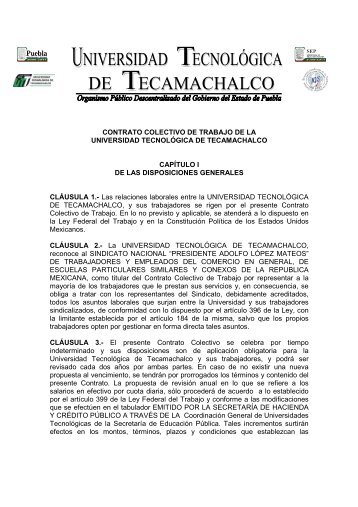 CONTRATO COLECTIVO VIGENTE - Universidad Tecnologica de ...