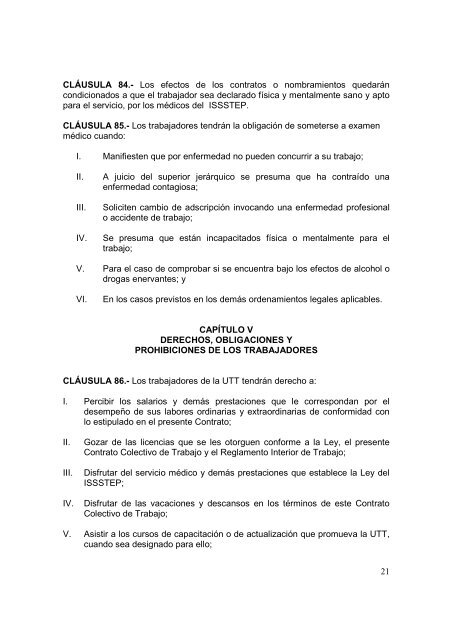 CONTRATO COLECTIVO VIGENTE - Universidad Tecnologica de ...