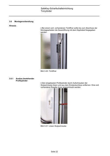 SafeKey- Scharfschalteinrichtung Türzylinder