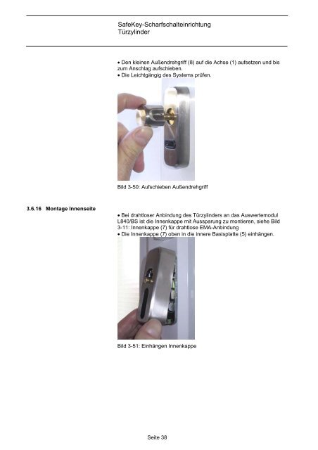 SafeKey- Scharfschalteinrichtung Türzylinder