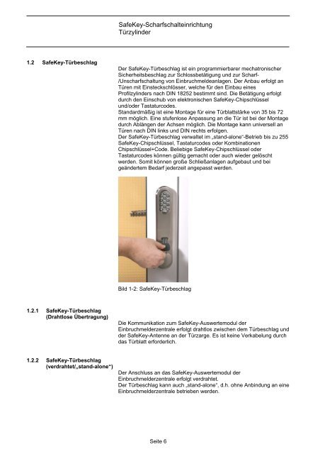 SafeKey- Scharfschalteinrichtung Türzylinder