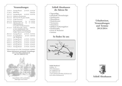 Veranstaltungskalender, Preise & Termine - Schloß Altenhausen