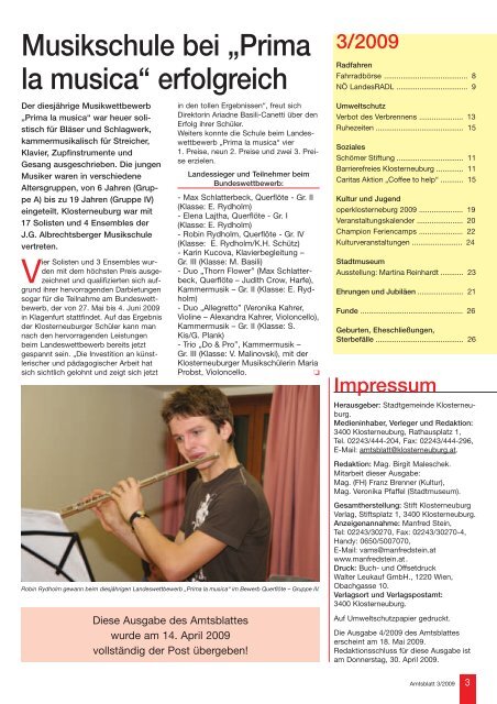 Amtsblatt Nr. 3/2009 - Stadtgemeinde Klosterneuburg