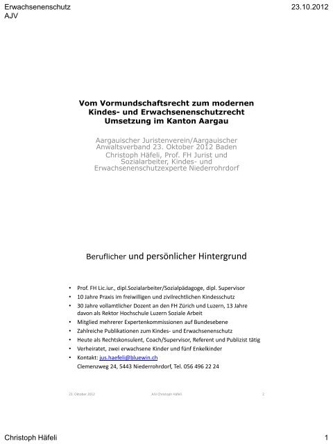 Referat von Prof. Christoph HÃ¤feli - Aargauischer Anwaltsverband