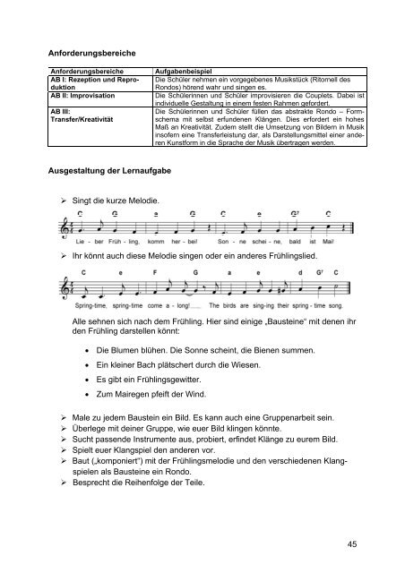 Lernaufgaben Musik - Standardsicherung NRW