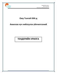 ТЕНДЕРИЙН УРИЛГА - Оюу Толгой ХХК