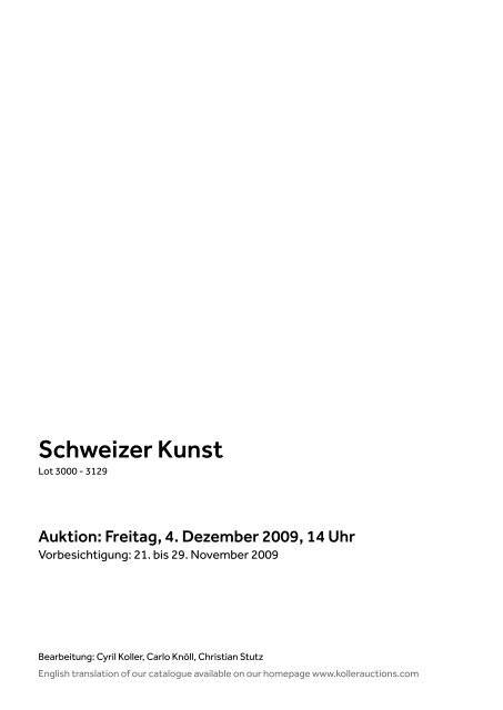 Schweizer Kunst - Koller Auktionen