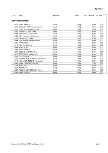 Preisliste - Sussitz Wein