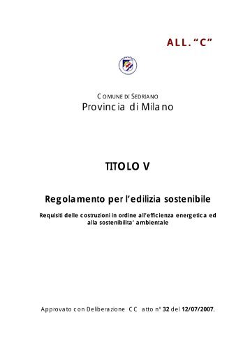 Titolo V - Regolamento per l'Edilizia Sostenibile - Comune di Sedriano