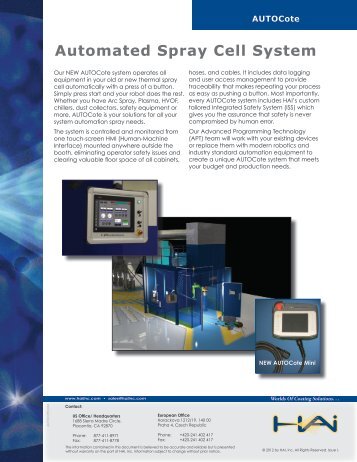 AUTOCote System - Thermal Spray Products - HAI Inc.