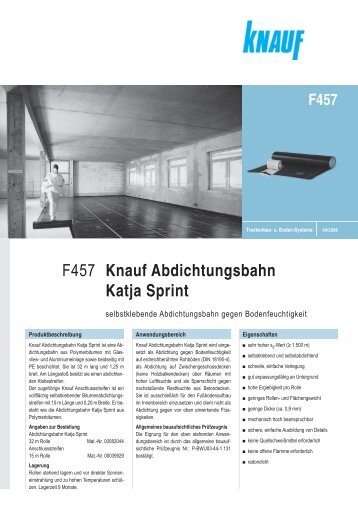 F457 Knauf Abdichtungsbahn Katja Sprint