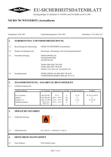 EU-SICHERHEITSDATENBLATT - Nicro