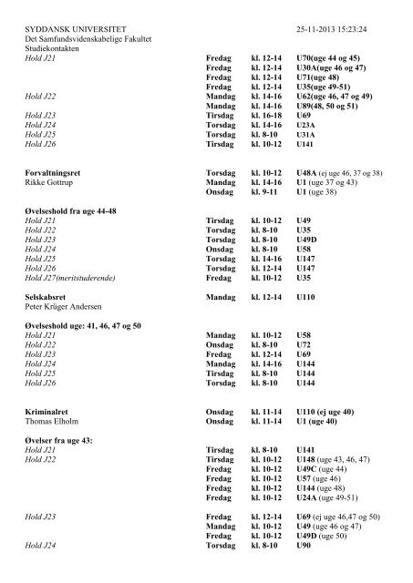 LÃ¦seplan for Jura bachelor, - Syddansk Universitet