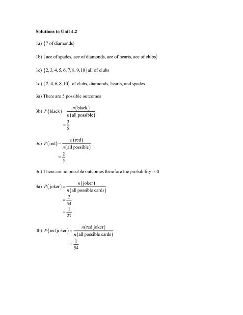 Solutions to Unit 1 - The Burns Home Page