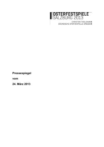 Pressespiegel vom 24. MÃ¤rz 2013 - Staatskapelle Dresden
