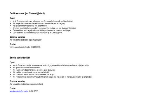 OPROEP COMMUNICATIEPLANNING 2006-2007 - Chiro