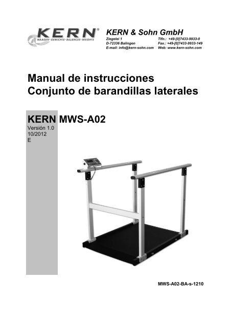 Manual de instrucciones Conjunto de barandillas laterales KERN ...