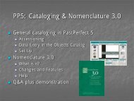 Past Perfect 5: Cataloging and Nomenclature 3.0 Presentation by ...