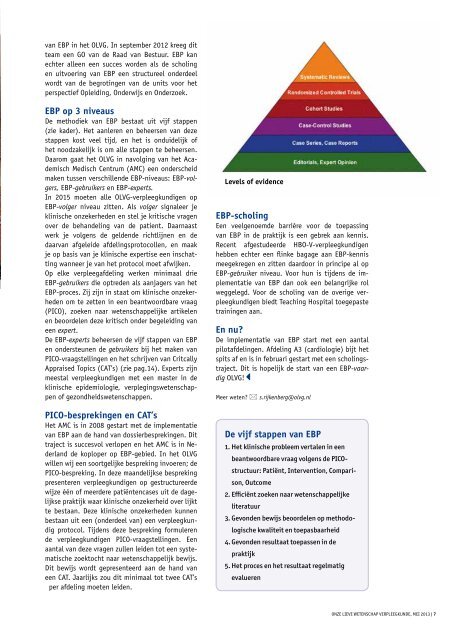 Onze Lieve Wetenschap Verpleegkunde mei 2013 - Olvg