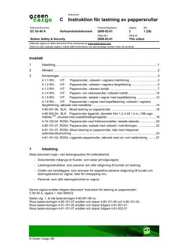 C Instruktion fÃ¶r lastning av pappersrullar - Green Cargo