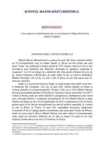 SFÃNTUL MAXIM MÄRTURISITORUL MISTAGOGIA - SfÃ¢nta Treime