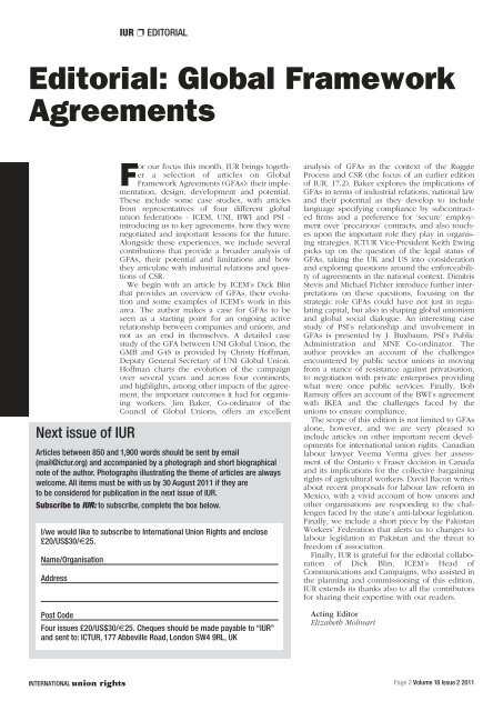 Global Framework Agreements - International Centre for Trade ...