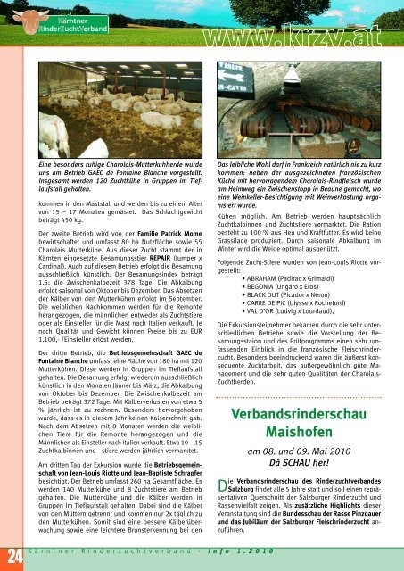 info 1 . 2 0 1 0 - Kärntner Rinderzuchtverband