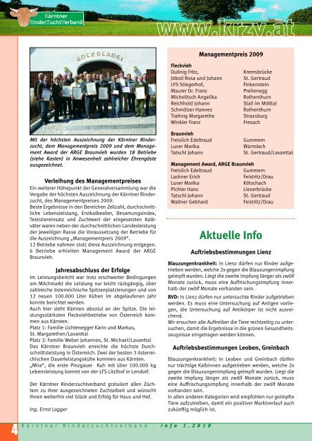 info 1 . 2 0 1 0 - Kärntner Rinderzuchtverband