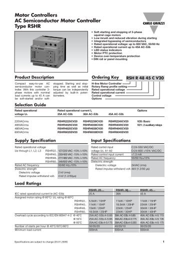 Motor Controllers AC Semiconductor Motor Controller Type RSHR