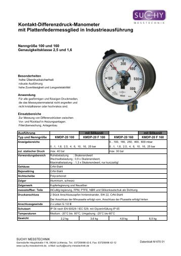 Kontakt-Differenzdruck-Manometer mit Plattenfedermessglied in ...